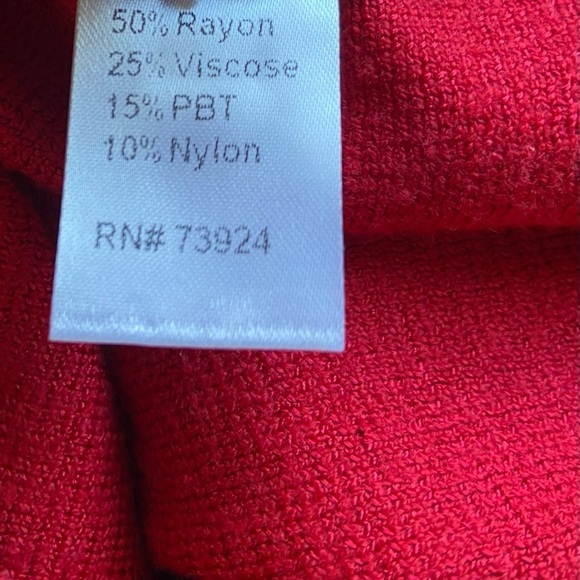 NWT New Ming Wang Red Striped Short Sleeve Cozy Knit Poncho Top Size L/XL - Picture 8 of 11